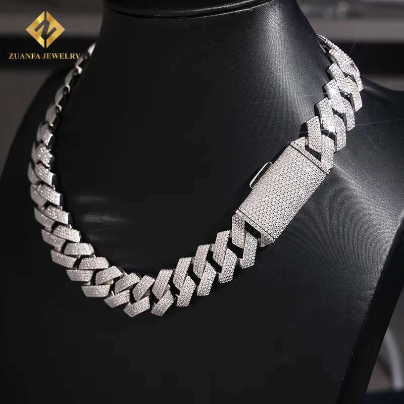 Cuban Link Chain 925 Sterling Silver Moissanite S925 Iced Out Hip Hop Jewelry VVS1 Moissanite Cuban Link Bracelet Men