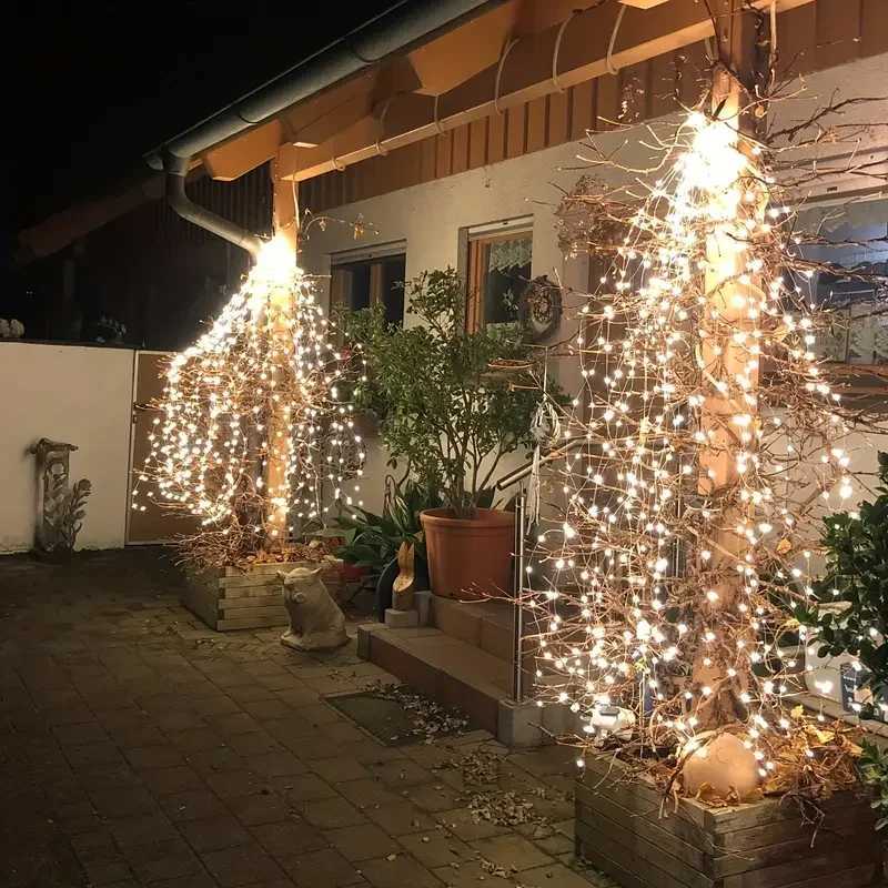 1 Piece LED Copper Wire Fairy Lights String Vine Chandelier String Waterfall Holiday Curtain Lights Garden Christmas Party Decor XJ250710