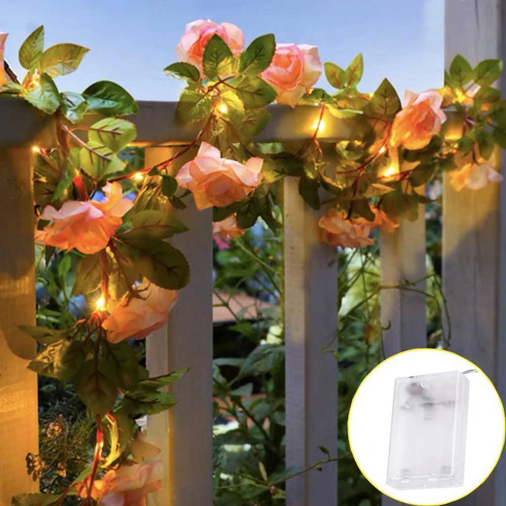 1set Rose Flower LED String Light Artificial Rose Flower Vine String Lights Hanging Garland Fairy Lights Flower String Light XJ250710