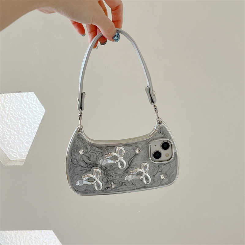 Epoxy Plated Bowknot Lanyard Handbag Compatible with iPhone 15 Pro Max Apple 141312 Phone Case for Women 250711