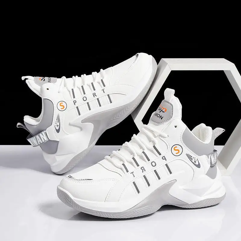 2023 New Men's Basketball Shoes Casual Sports Lightweight Fashionable Versatile Ultra Soft Elastic Round Head Men's Footwear