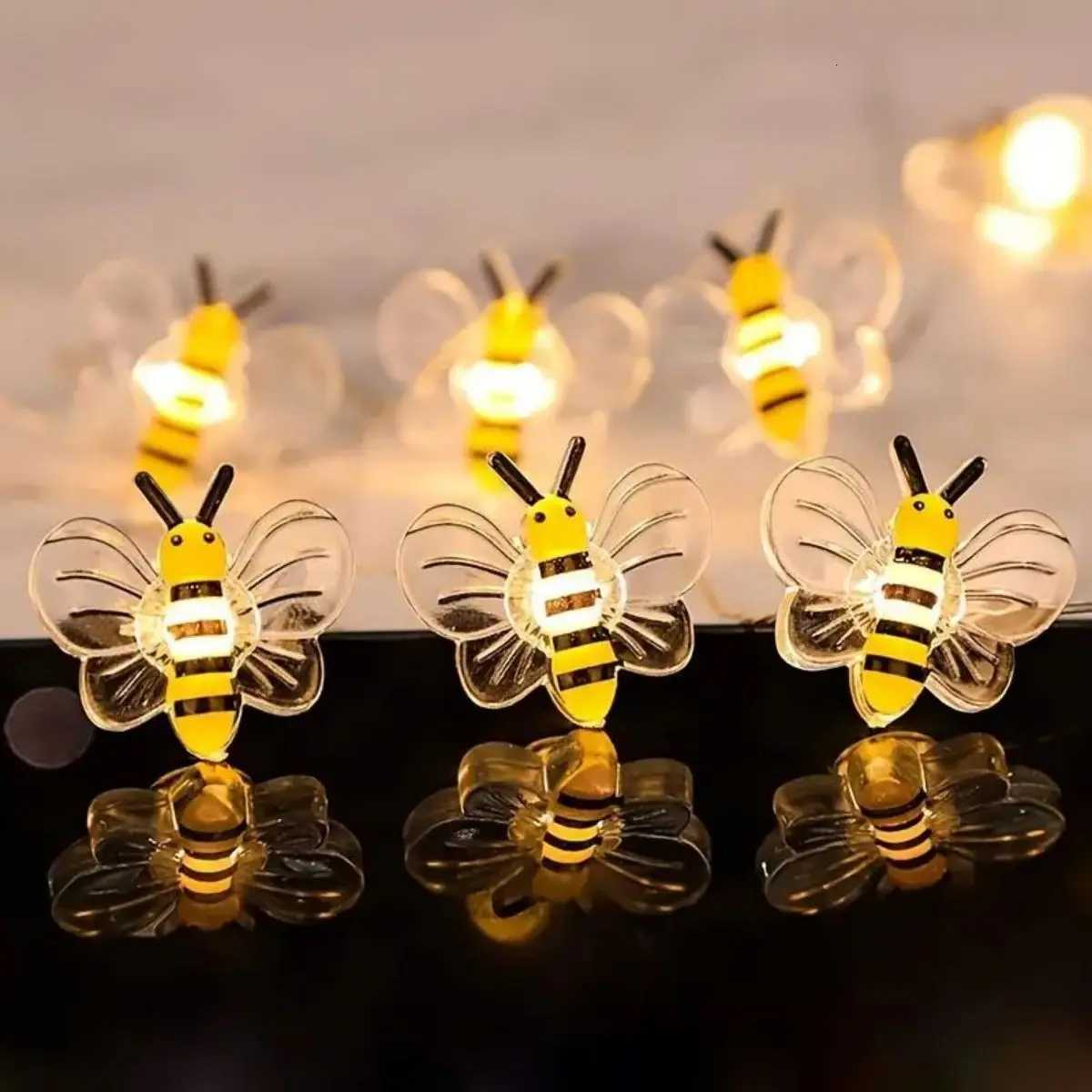 Bee Flower Lights Battery Operated Bee String Lights For Bedroom Plants Patios Party Wedding Xmas Decorative String LightsXJ250710