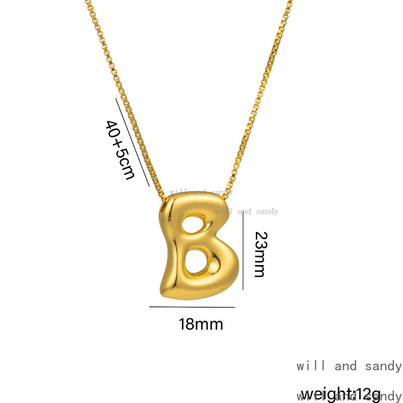 26 Glossy Balloon Bubble English Initial Name Necklace Designer 18k Gold Chunky Alphabet Letter Necklaces for Woman Girls Birthday Gift Hiphop Fine Je