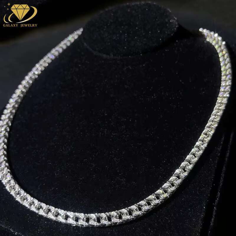 6mm Wholesale Price New Style Jewelry Moissanite Iced Out Franco Chain S925 Cuban Necklace With GRA Certified