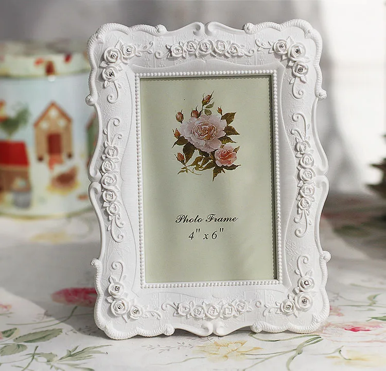 Desktop 6 7 8 10 Wedding Rustic White Home Picture Rose Carving Photo Frame H260306