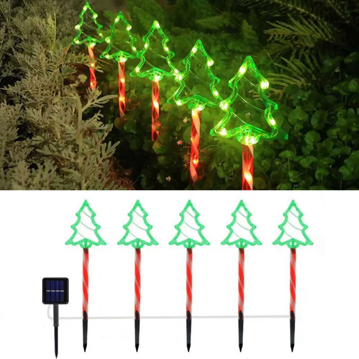 5-piece set of LED solar Christmas tree ground-mounted lights suitable for courtyard and path atmosphere decoration lights XJ250710