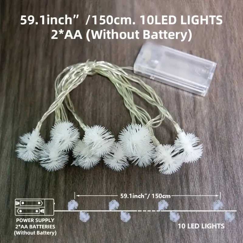 1PC 1.5M/3M/6M LED Dandelion Fur Balls String Lights With Battery Box Tree Room Decoration XJ250710