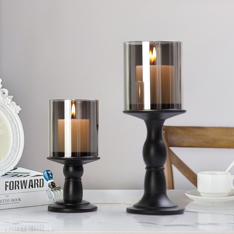 Vintage Metal Holders Black Roman Column Candelabrum Centerpieces Candle Stick Holder Home Decoration Accessories XJ260305