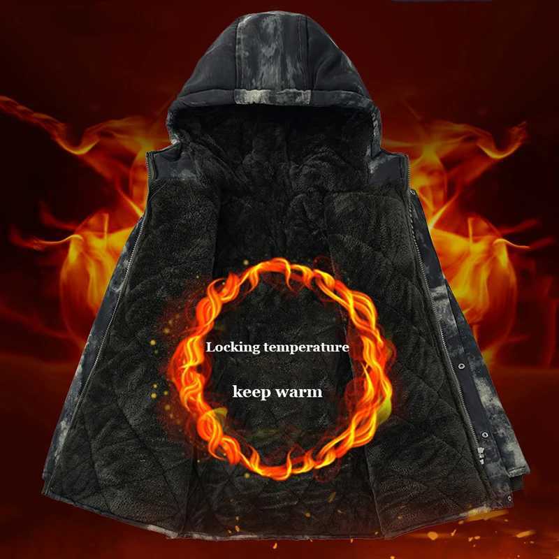 Winter Mens Outdoor Waterproof Coat Tactical Fleece Hooded Parka Jacket Camouflage Cotton Padded Thermal Parkas Windbreaker Coat W250711