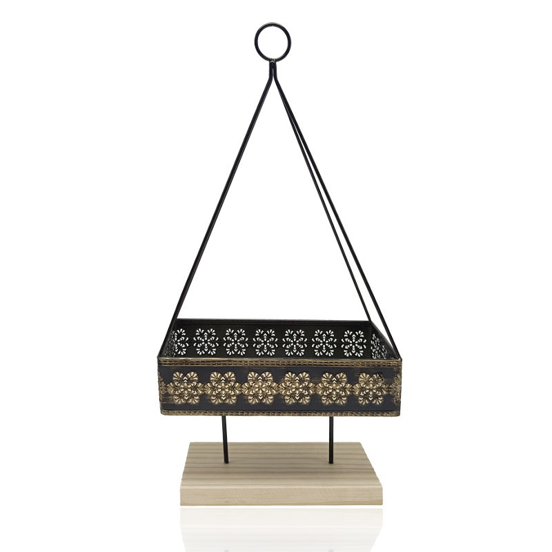 Multifunctional Industrial Hand-Held Tray - Solid Wood Board with Steel Frame for Home/Shop Decor