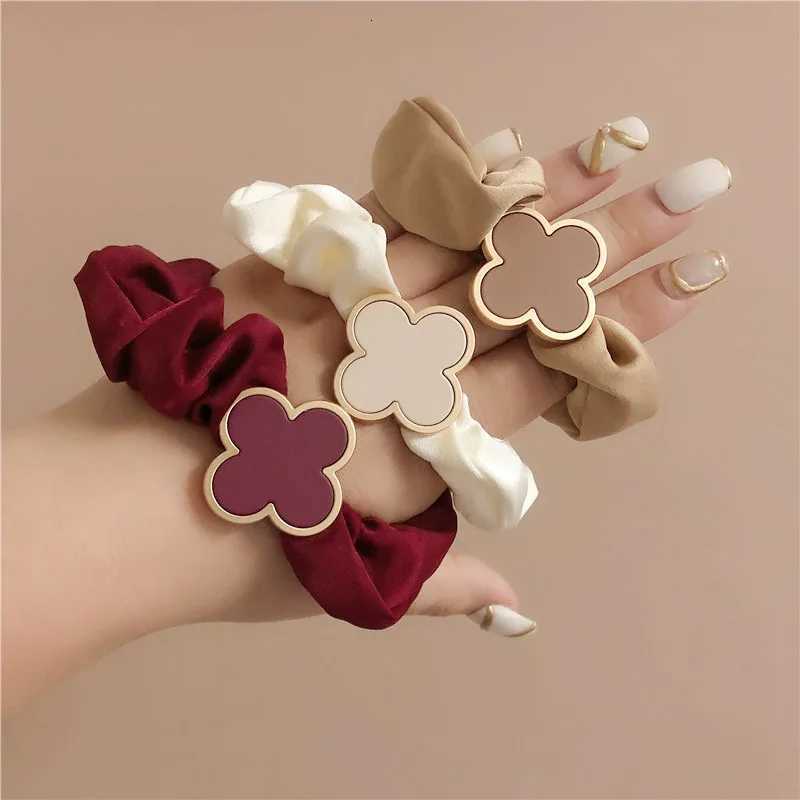 2PCS/Warm Color Cute And Sweet French Large Intestine Circle Ponytail Hair Ring Hair Ties Hair Accessories Head Bands For Women Y250711