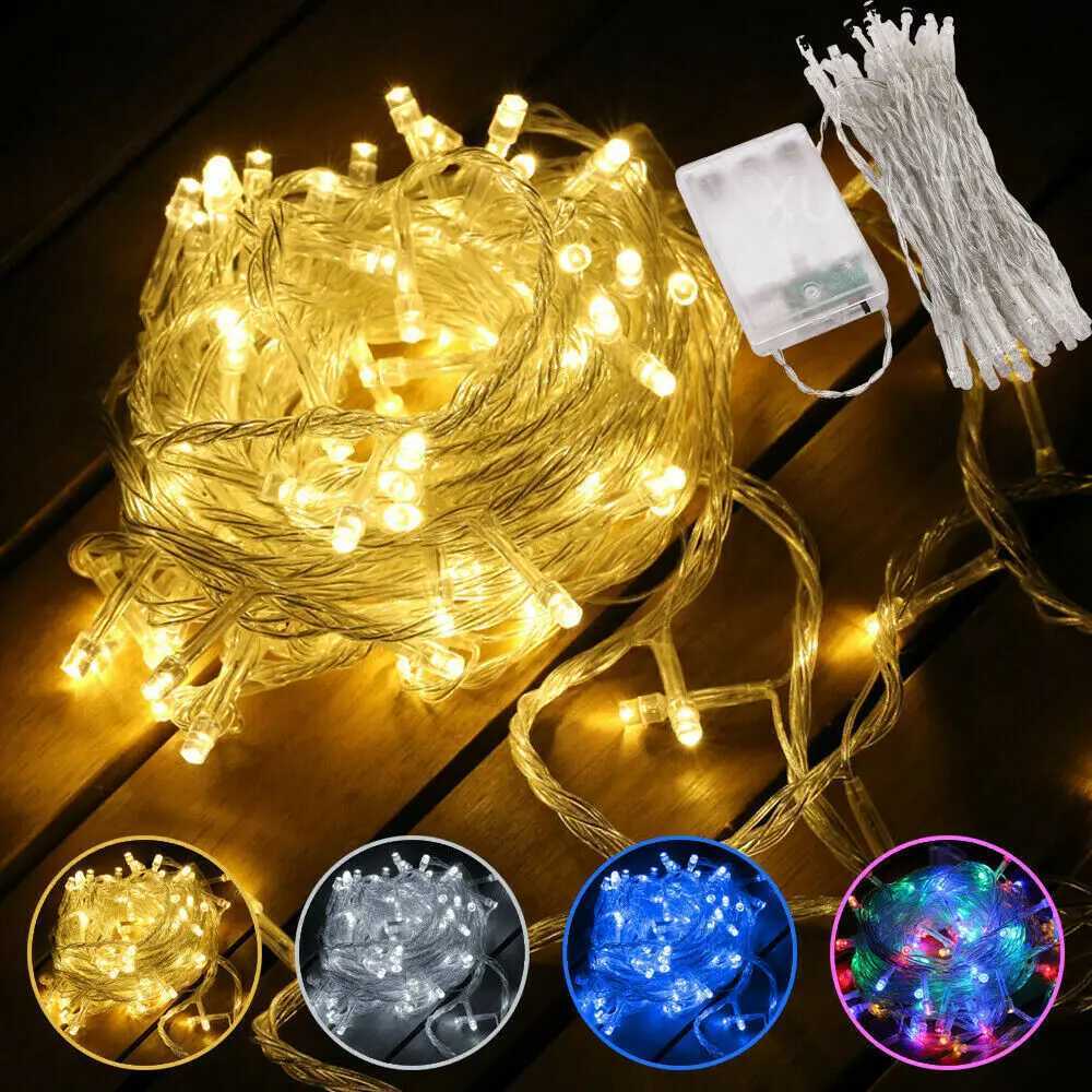 20m 10m 5m 2m LED Garland String Lights Christmas Tree Wedding Decoration Waterproof Fairy Light Indoor Outdoor Battery PoweredXJ250710