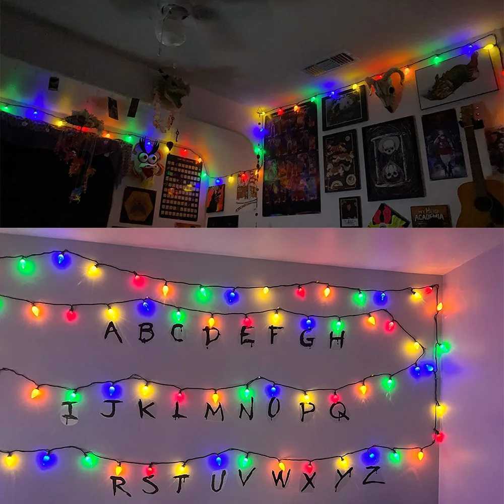 Battery Tsh Bulbs Christmas String Lights Remote Control LED Strawberry Garland Fairy Lights Outdoor Lighting Xmas Tree Decor XJ250710