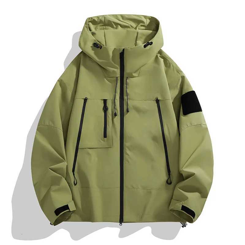 Autumn Outdoor Sportswear Unisex Solid Color Windproof Waterproof Jacket Mens Casual Loose Zipper Trendy Jacket W250711