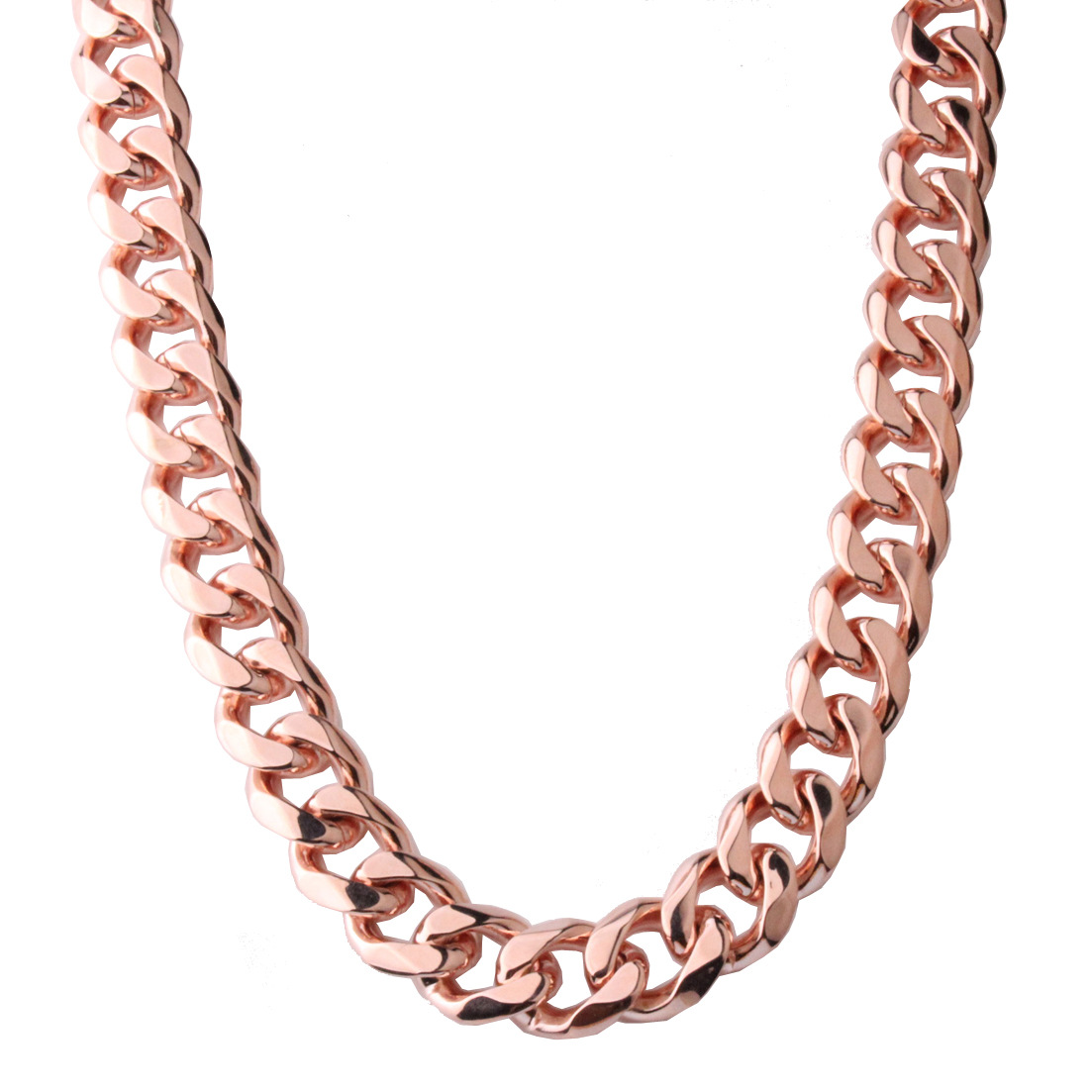 10-19mm Solid Stainless Steel Cuban Chain Necklace Rose Gold Plated Mens Jewelry