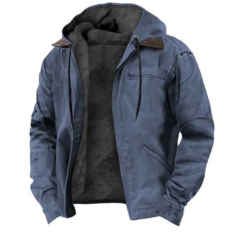 Mens casual hooded jacket trendy and versatile mens multi-color optional zipper pocket jacket top W250711