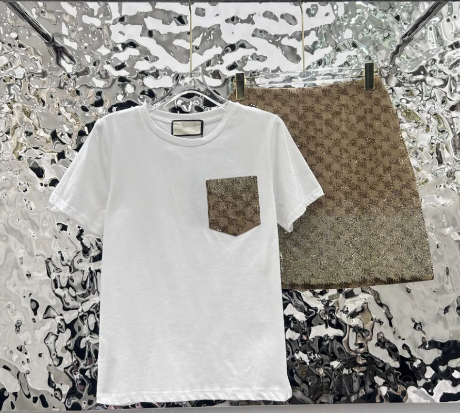 Designer womens tracksuits luxury short sleeve sport suit 2 piece sets Color hot stamping Jacquard tracksuit women breathable sportsuits patchwork Skirt