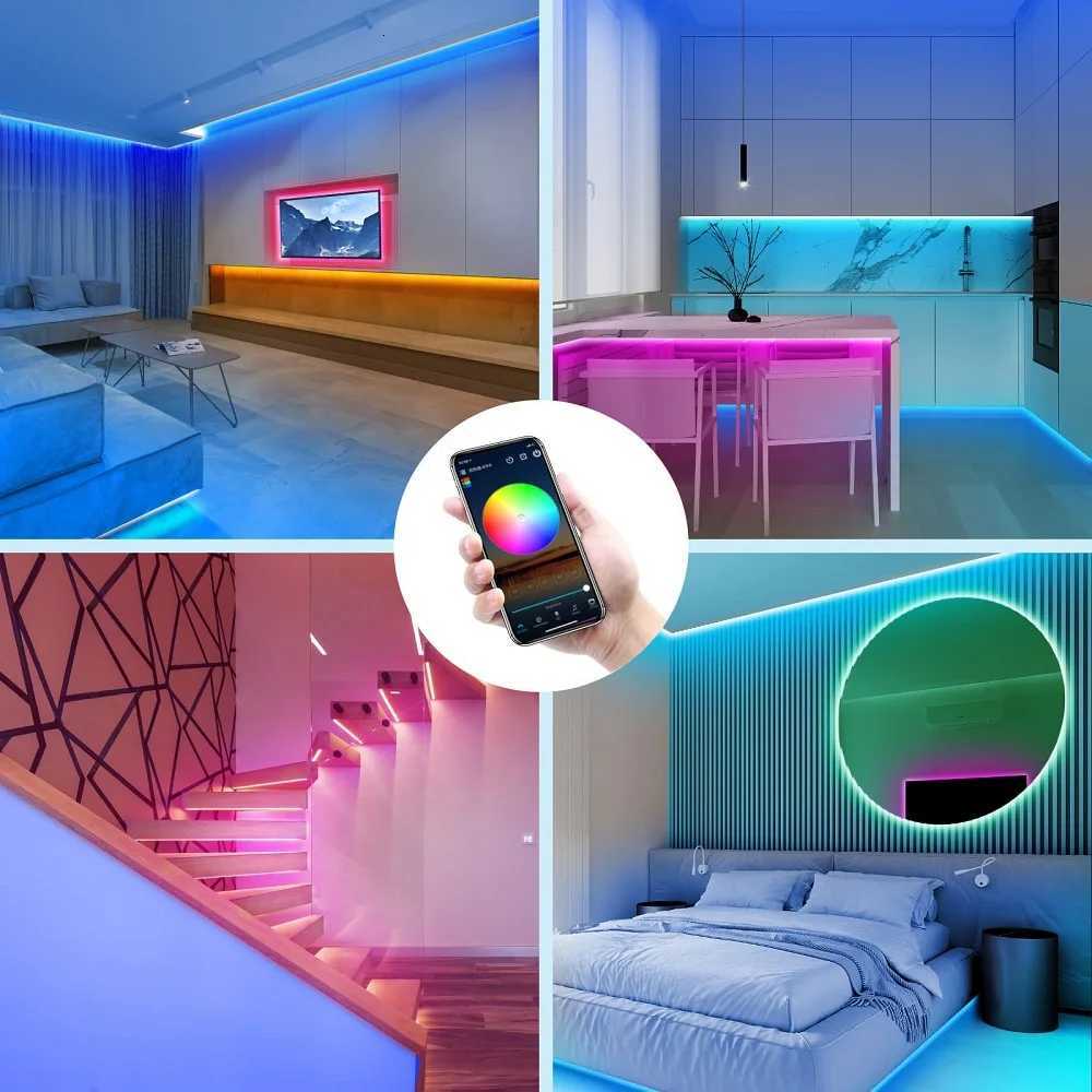 5050 DC5V USB 24Keys Bluetooth LED Strip Lights Tape with Remote Control Color Change Lamp for Christmas Bedroom Decoration XJ250710