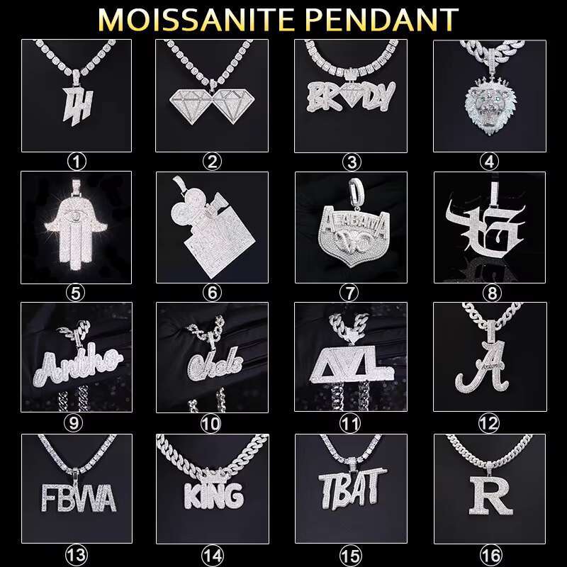 New Arrival Hip Hop Jewelry Wing Shape Design Pendant 925 Sterling Silver Pass Diamond Test Moissanite Pendant for Necklace