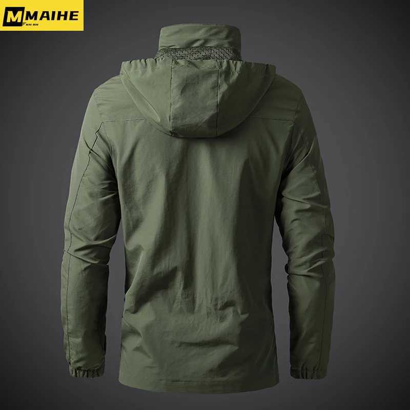 Mens Windbreaker Jackets Waterproof Military Hooded Coat Male New Combat Jackets Men Autumn Outdoor Hiking Biking Bomber Outerwear W250711
