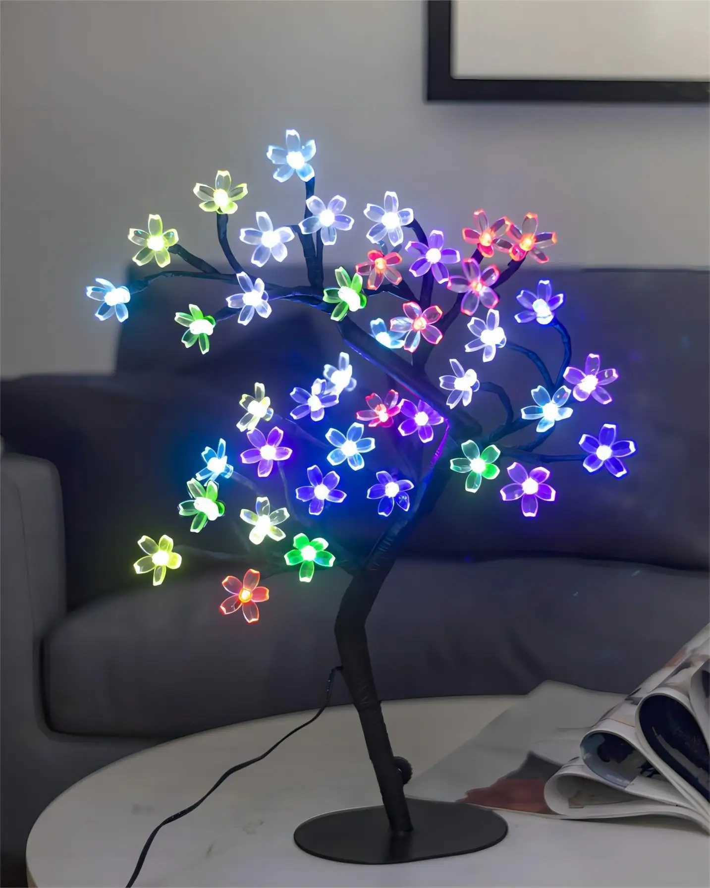 17inch Cherry Blossom Tree Light 40LED Lighted Tabletop Artificial Flower Bonsai Tree Lamp USB Powered Gifts for Home Decor XJ250710