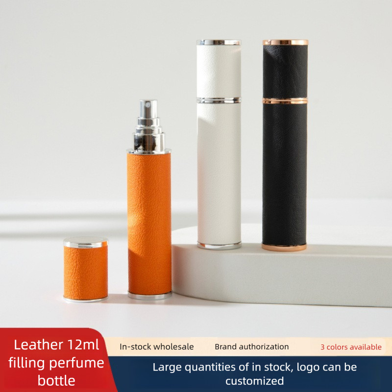 12ML Leather Perfume Portable Sample Oral Press Dispensing Empty Liquid Spray Bottle