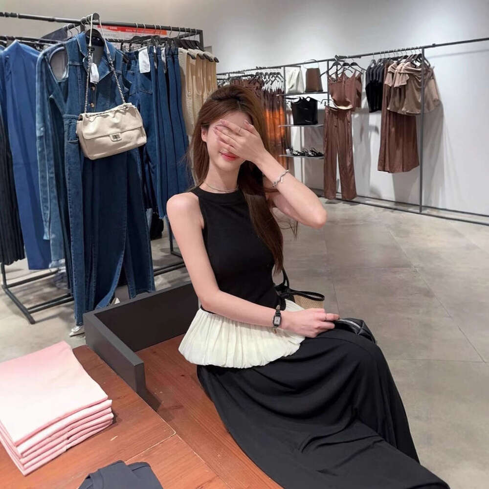 Summer Outfit Fashionable Elegant Design Patchwork Halter Neck Tank Top And Skirt Two-Piece Set For Women B5