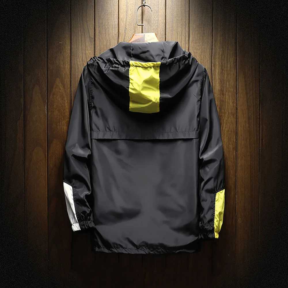 Spring and Autumn Thin Jacket Hoodie with Half Zipper Mens Color Blocking Trend Casual Pullover Baseball Jacket W250711