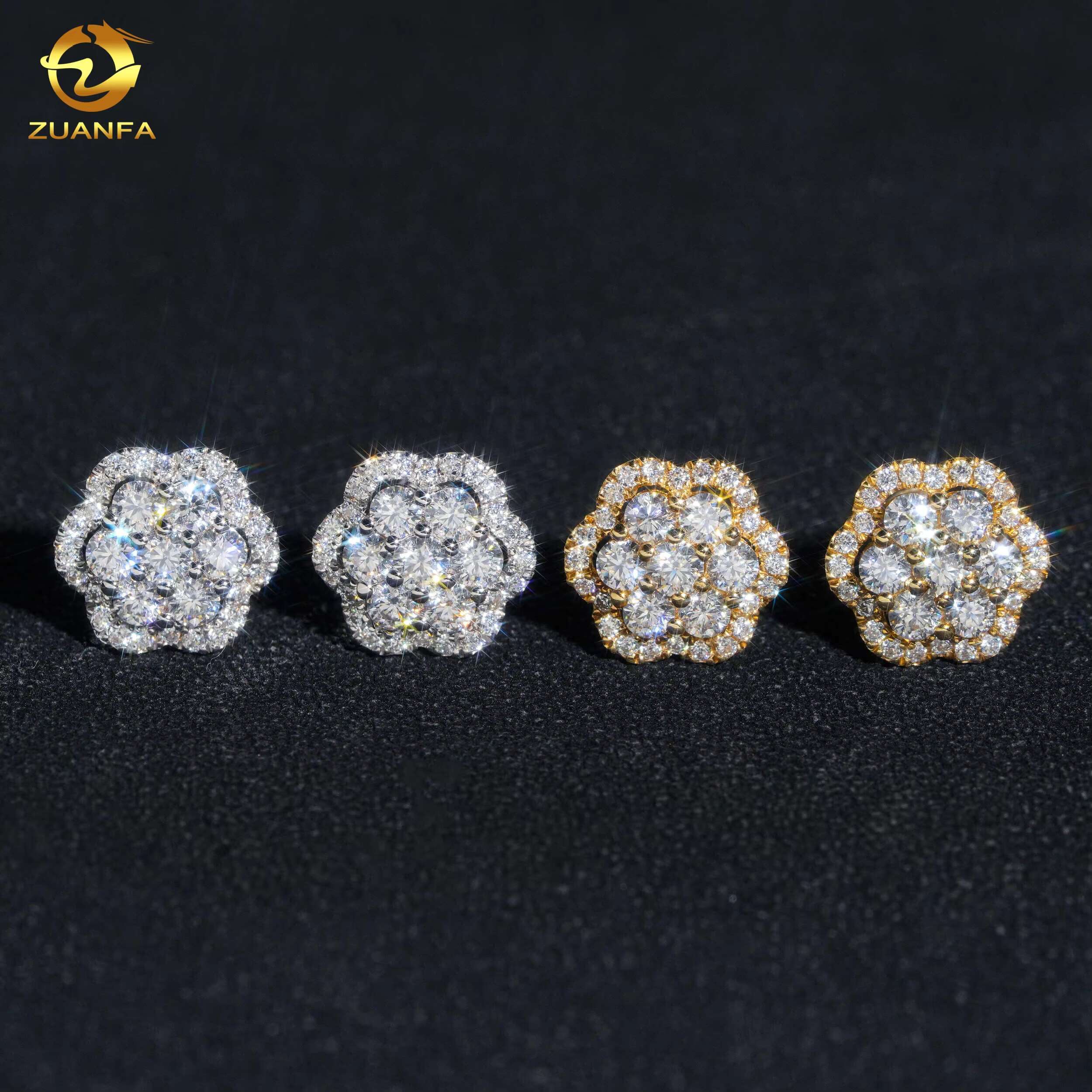 IGI Certificate Fashion Flower Earrings Cluster Lab Grown Diamond 925 Sterling Silver Iced Out Lab Diamond Screw Back Earrings