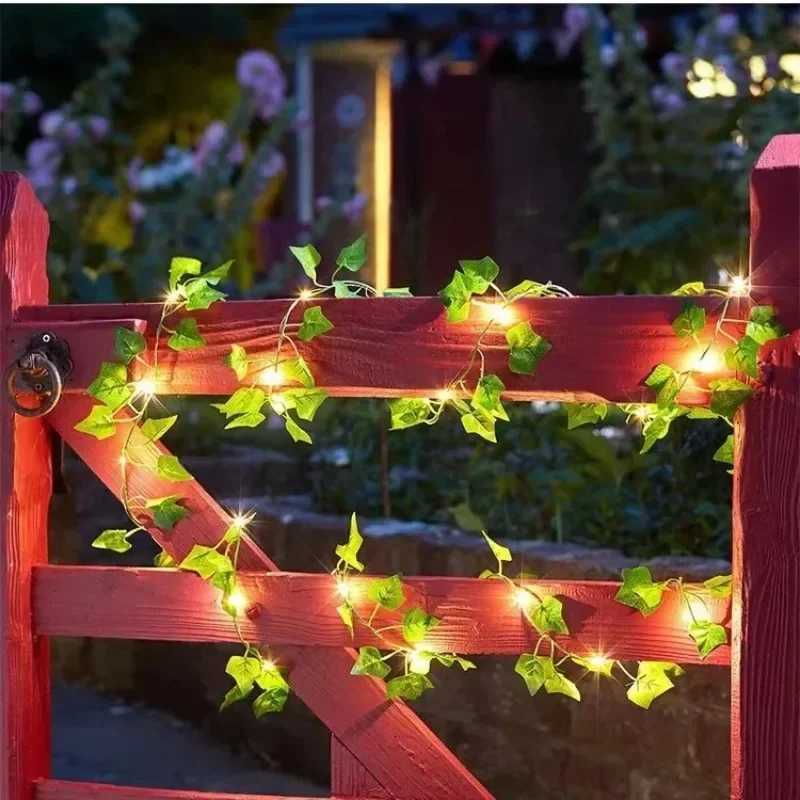 Green Leaf String Lights Artificial Ivy Vine Fairy Light Garland Wedding Party Decoration Christmas Home Room Wall Hanging Plant XJ250710