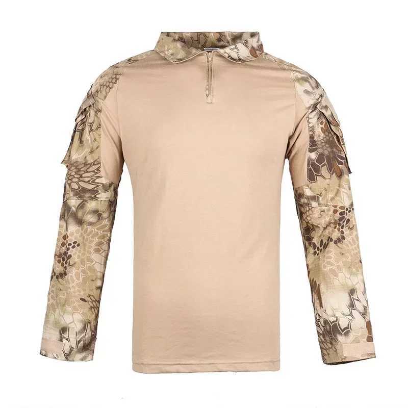 Mens Outdoor Tactical Hiking T-Shirts Hunting Camouflage Long Sleeve Hunting Climbing Shirt Breathable Mens Sportswear W250711