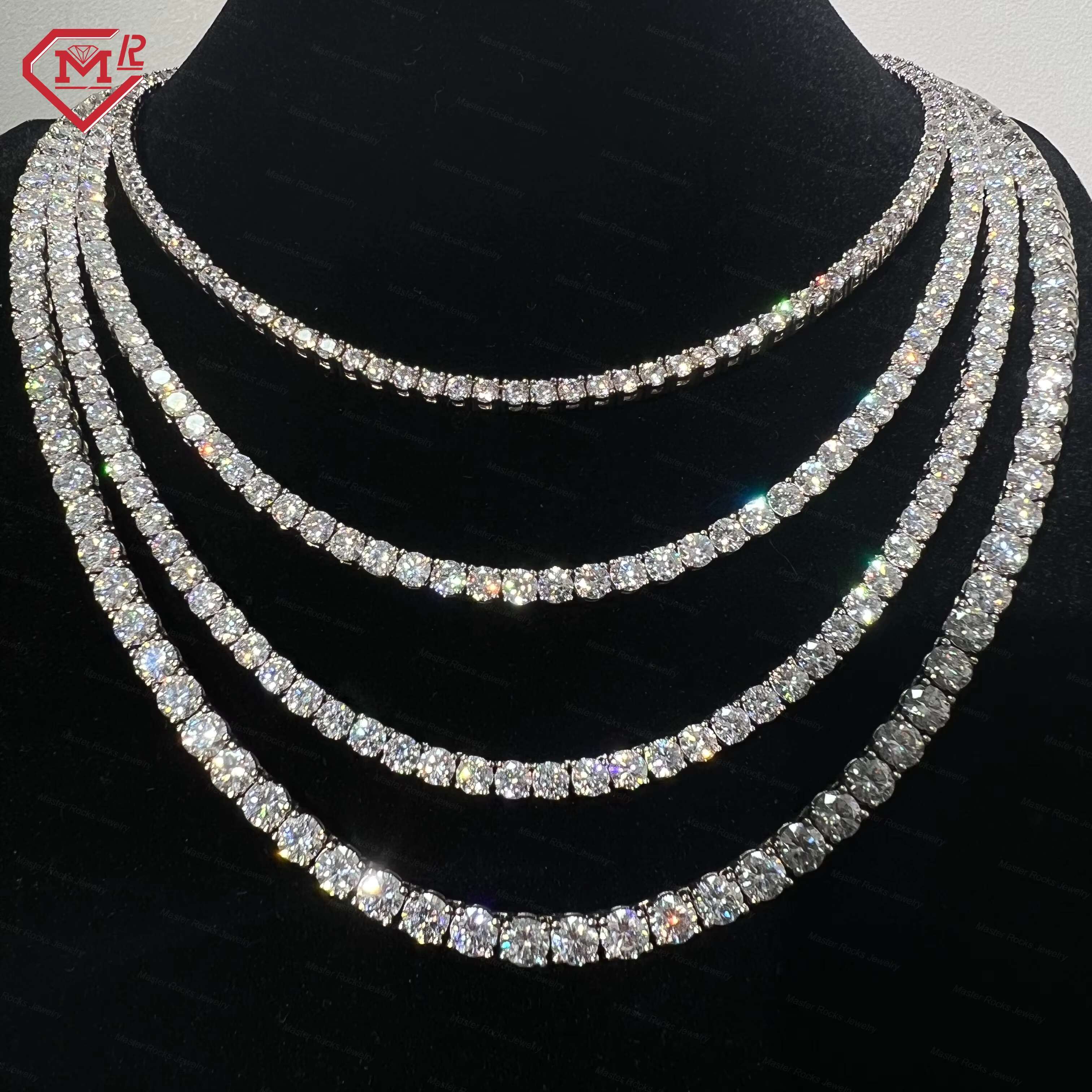 3mm 4mm 5mm 6mm Iced Out Chain Tennis Necklace Men Lab Diamond White Gold S925 Vvs Moissanite Tennis Chain