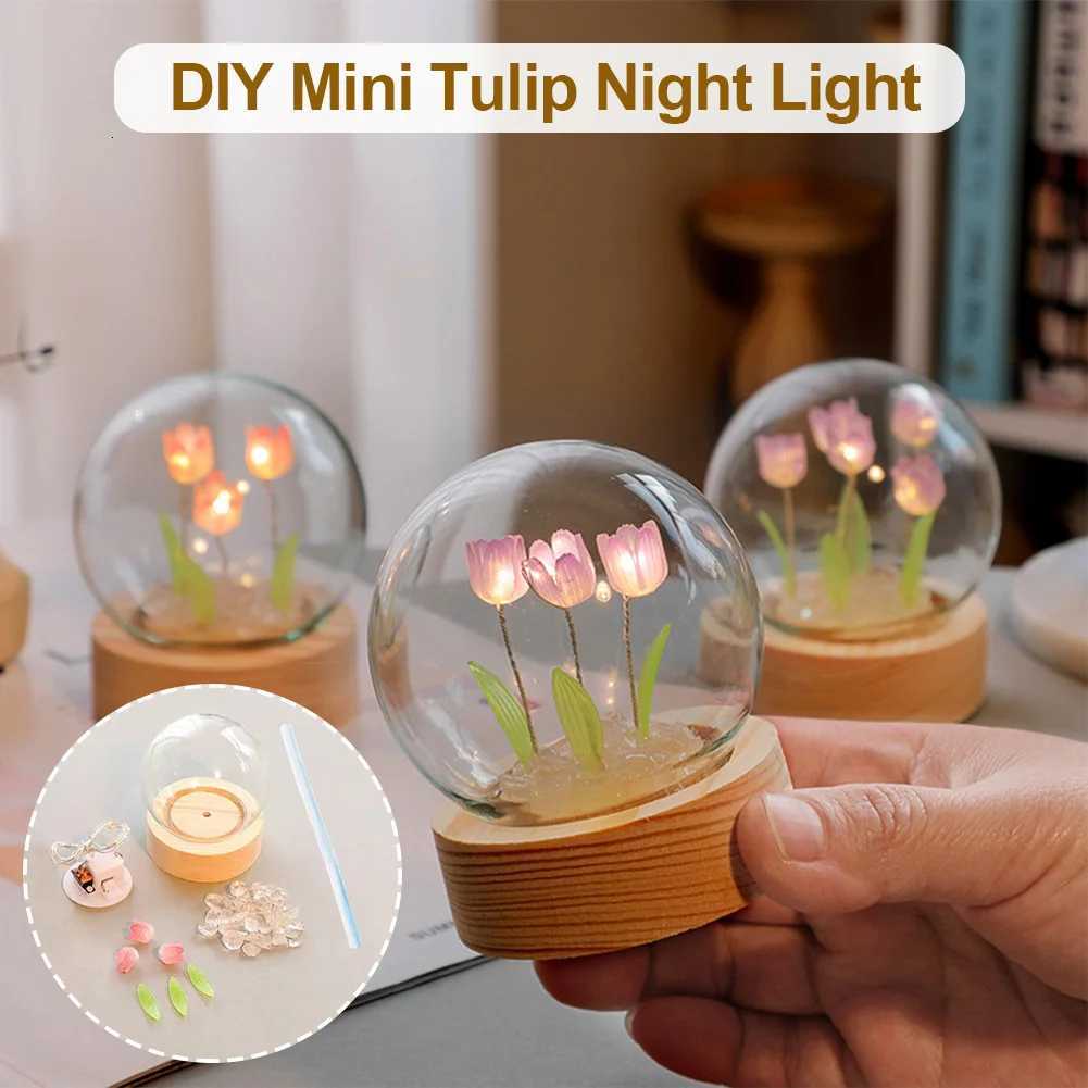 100% Tulip Night Light Cute Bedroom Room Decor Floral Lamp Valentines Day Gift Lampara Tulipanes Girlfriend DIY Material HandmadeXJ250710