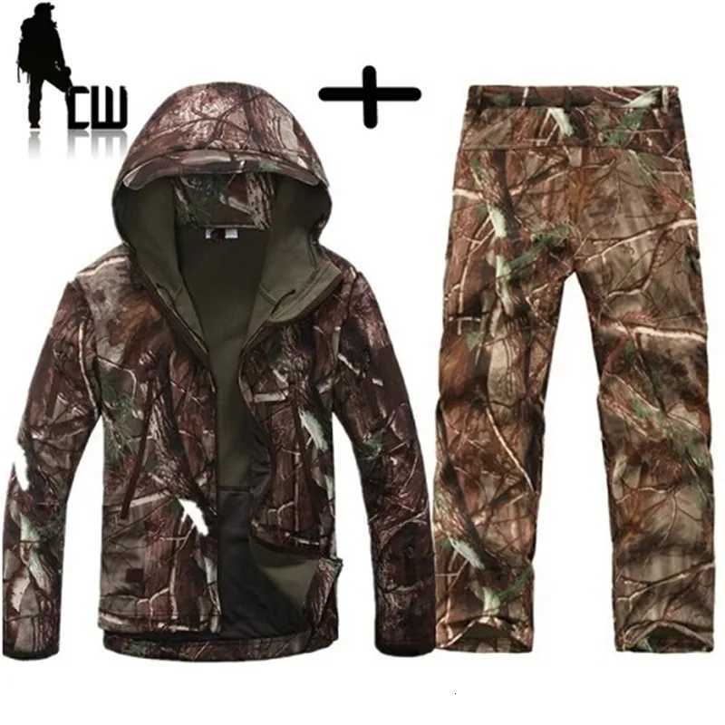 TAD Gear Tactical Softshell Camouflage Jacket Set Men Camping Windbreaker Waterproof Hiking Clothes Set Fleece Outdoor Jacket W250711