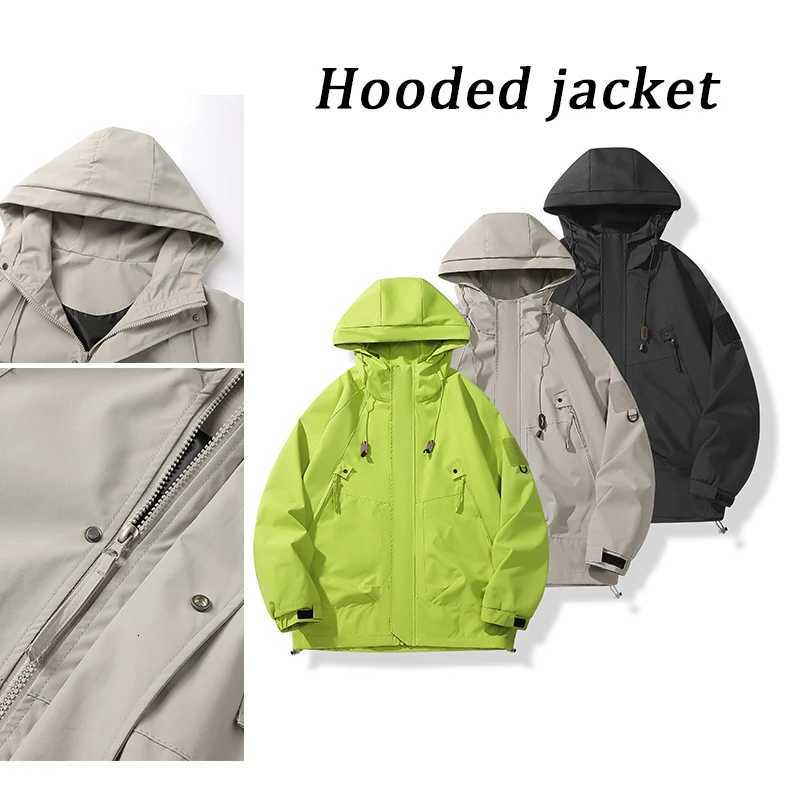 Mens Hiking Jackets Waterproof Women Windproof Windbreaker Camping Climbing Outdoor Running Trekking Coat Loose Hooded Jacket W250711