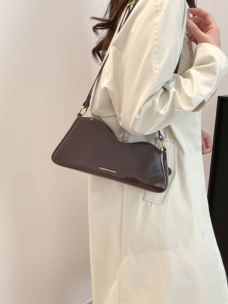 2025 New Patent Leather Shoulder Bags for Women High-end Wine Red Lady Underarm Bag Female Daily Out Phone Purse