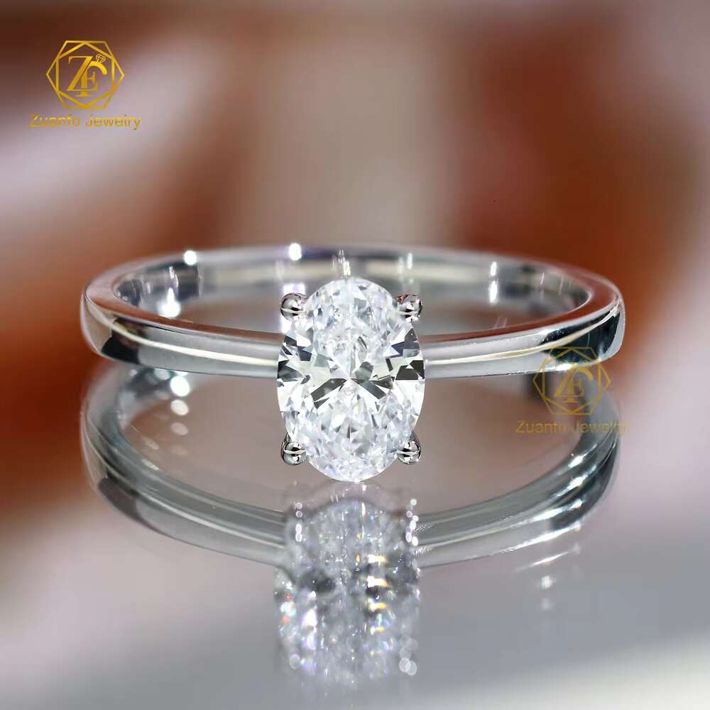Custom IGI Certified D VS1 1CT Lab Diamond 14K White Gold CVD HPHT Solitaire Oval Lab Grown Diamond Ring for Women