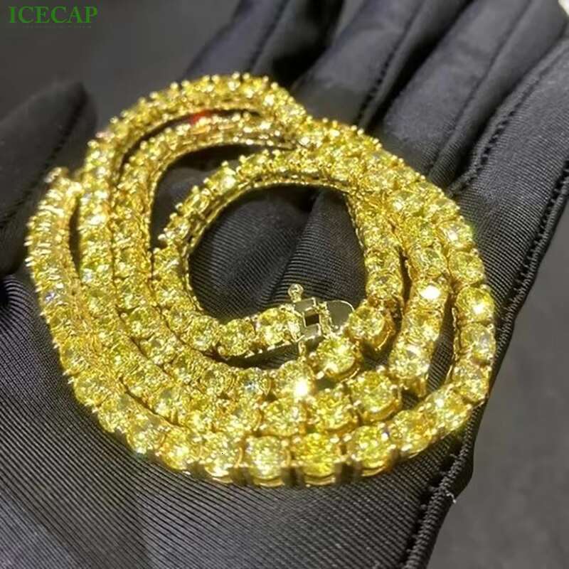 Factory Price Gold Plated 925 Silver VVS Moissanite Tennis Chain 4mm-8mm Fine Jewelry Necklace Bracelet for Men and Women