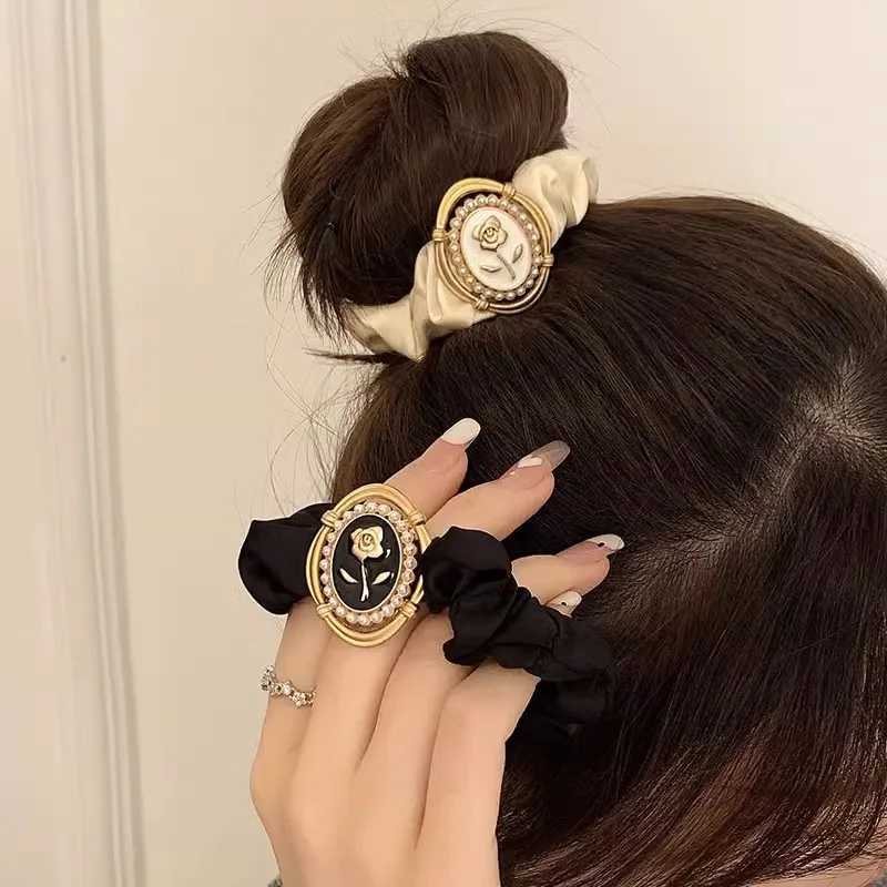 2024 Luxury Jewelry New Headwear Rose Hair Loop High End Large Intestine Hair Band Rubber Band Womens Tie Hair Rope Y250711