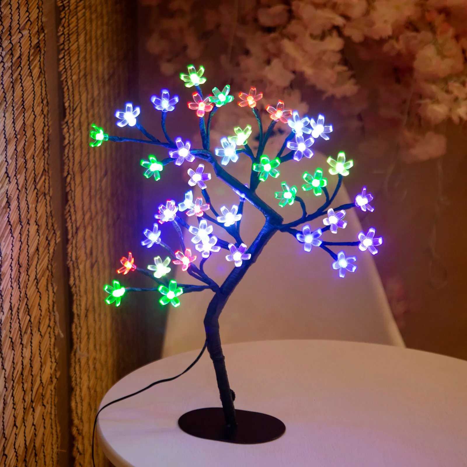 17inch Cherry Blossom Tree Light 40LED Lighted Tabletop Artificial Flower Bonsai Tree Lamp USB Powered Gifts for Home Decor XJ250710