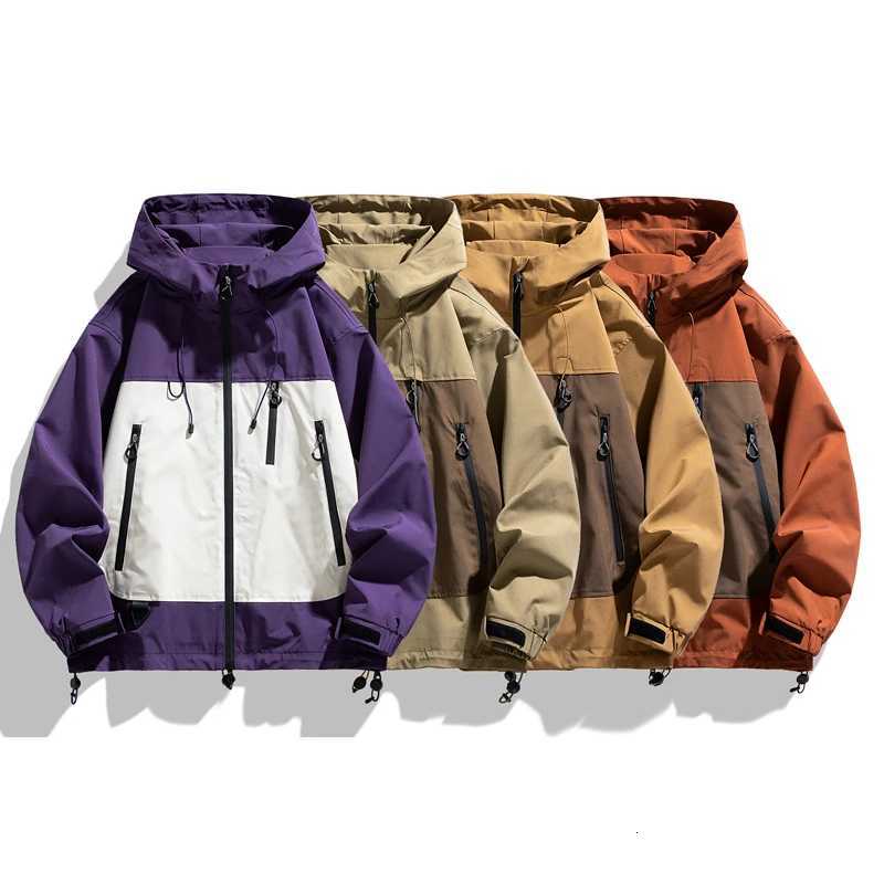 Couple Jackets Autumn Fashion Stitching Color Casual Men Trend Outdoor Windproof Waterproof Women Coats Hooded High Quality Tops W250711