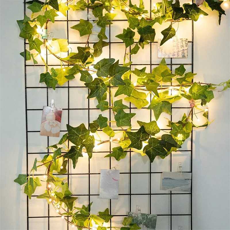 Simulation Flower Greenery String Lights Artificial Plant Garland LED Ambient Light Holiday Wedding Party Indoor Room Decoration XJ250710