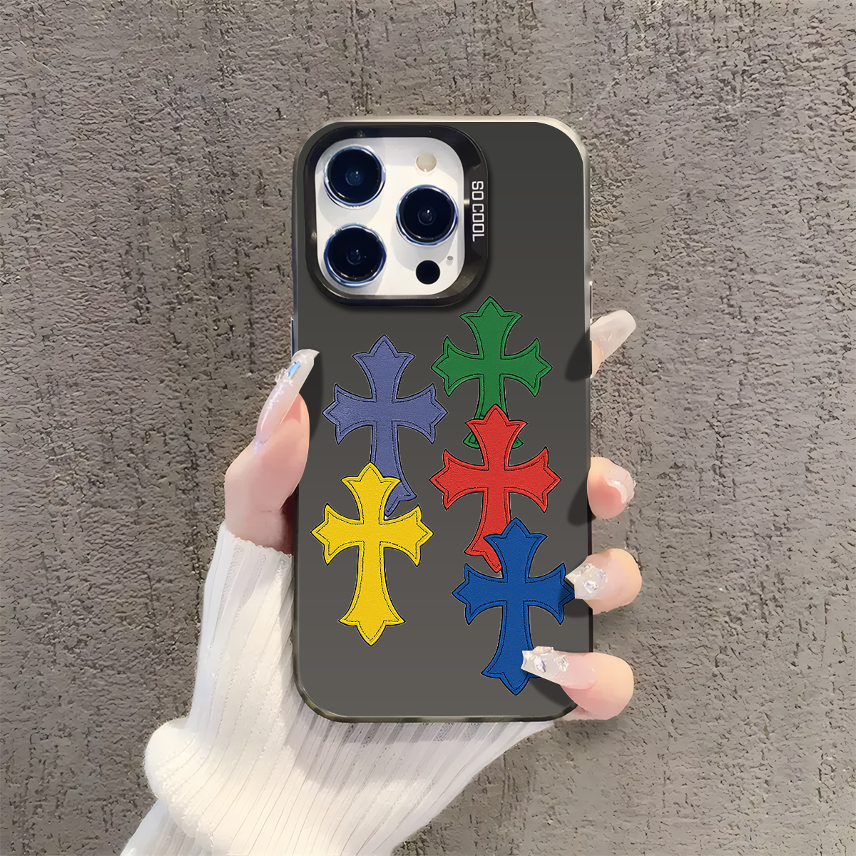 Colorful Crosses Set pattern phone case for iPhone 16/16 Pro/16 Plus/16 Pro Max 15/14/13/12/11/x/xs/xr/xs max,Members Day