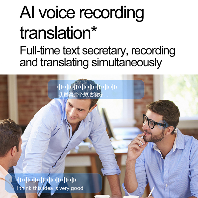 LIGE smart glasses AI translation glasses blue light filtering lenses Wireless call, music control, multi-language translation, AI intelligent voice
