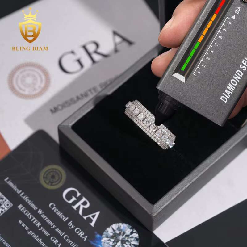 Fashion Hip Hop Jewelry 925 Sterling Silver Vvs Moissanite Pass Diamond Tester Vintage Wedding Rings for Men and Woman