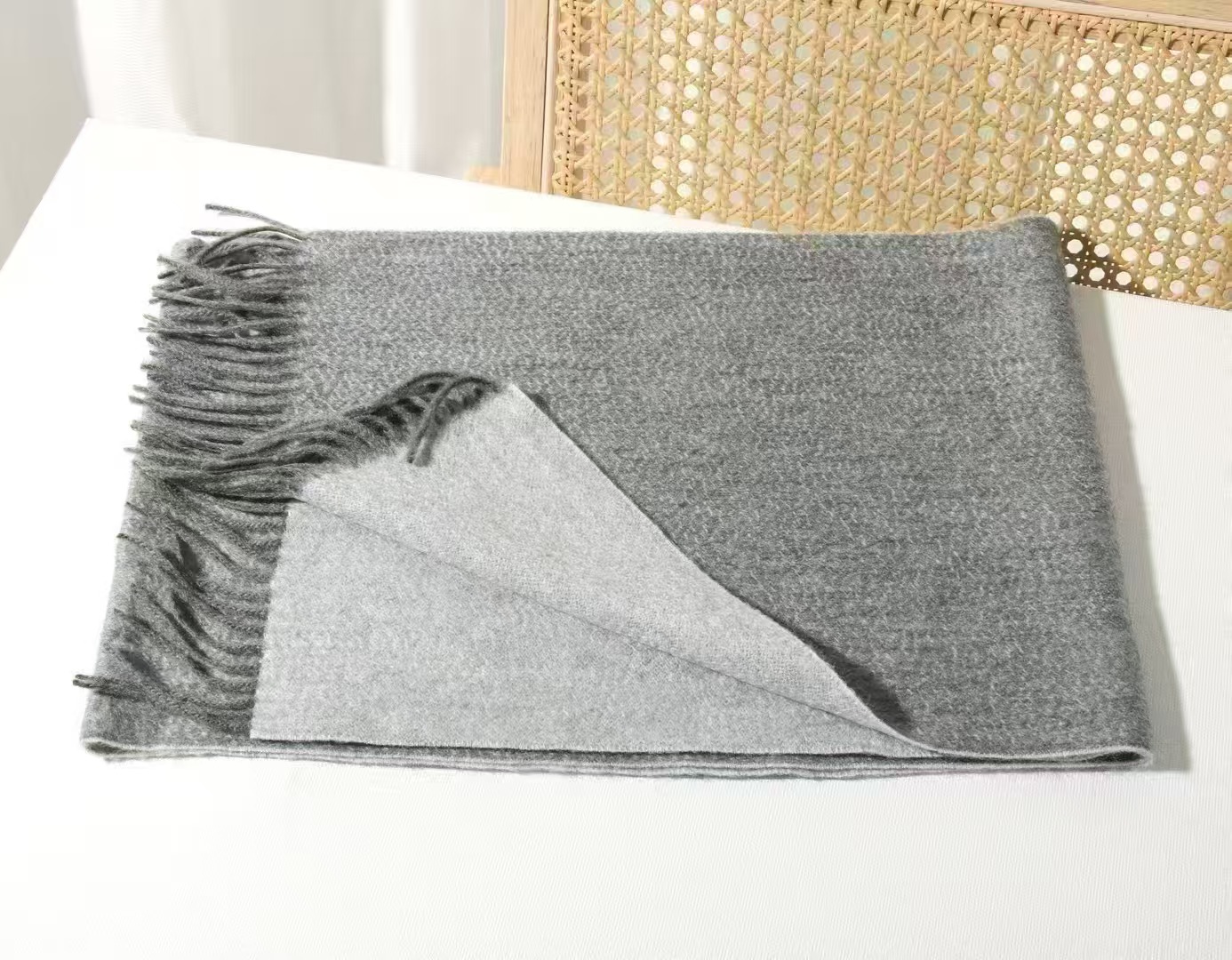 T1186 classic autumn and winter two-color double-sided cashmere scarf unisex tassel warm cashmere neck scarf