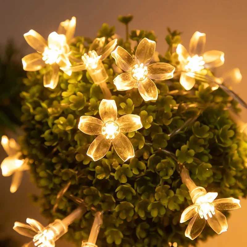 Flower Fairy Lights Battery Operated String Lights Waterproof 10/20/40/80 LED Cherry Blossom Lights For Party Wedding Decor XJ250710