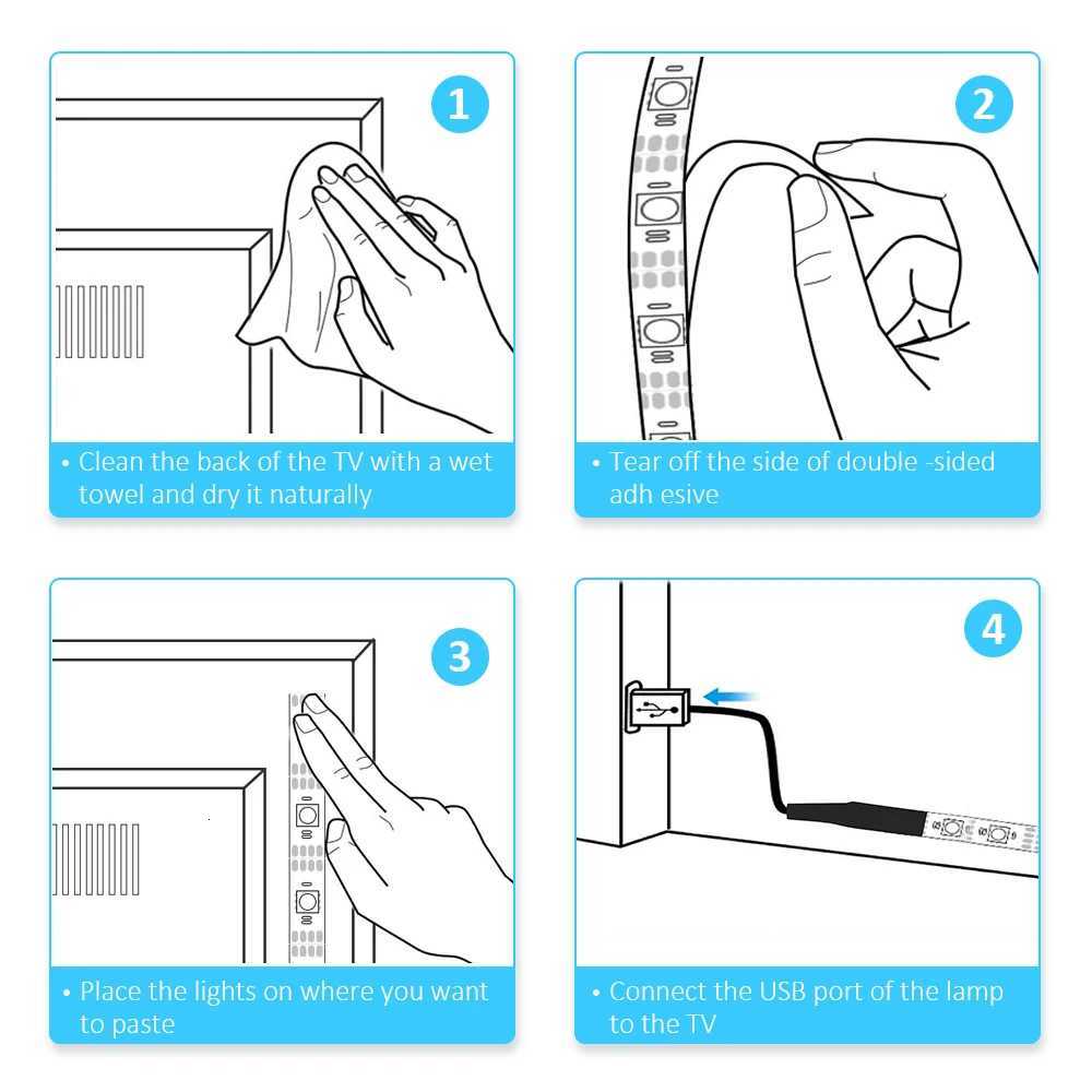 3 Key Control LED Strip Lights for TV USB 5V Tape Lights for TV Backlight Home Party Decoration Flexible Ribbon XJ250710