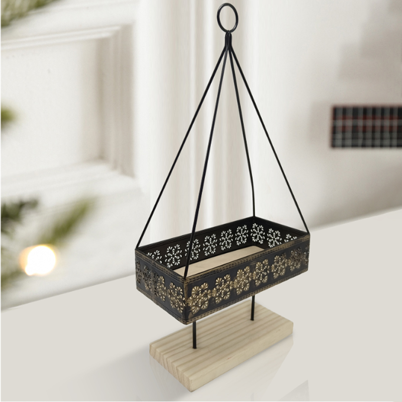 Multifunctional Industrial Hand-Held Tray - Solid Wood Board with Steel Frame for Home/Shop Decor