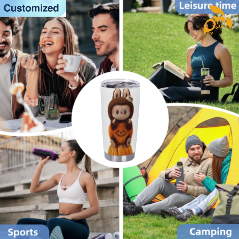 free shipping of customized 20oz thermos cup with labubu patterns Spotted pattern